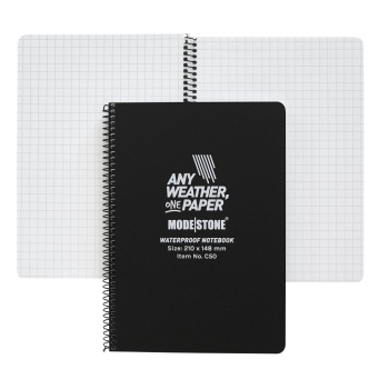 MODESTONE C50 148x210 mm SIDE SPIRAL A5 waterproof notebook BLACK 50sheets/100pages